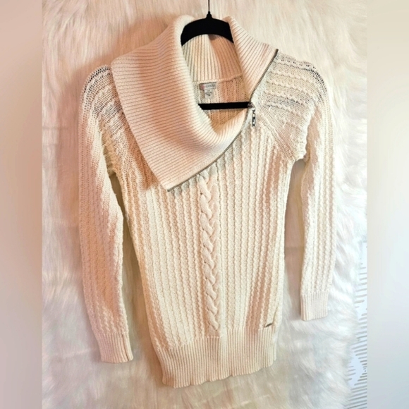 Guess Women's Classic Collegiate Sweater w/ Zippered Shawl Collar - Picture 2 of 8